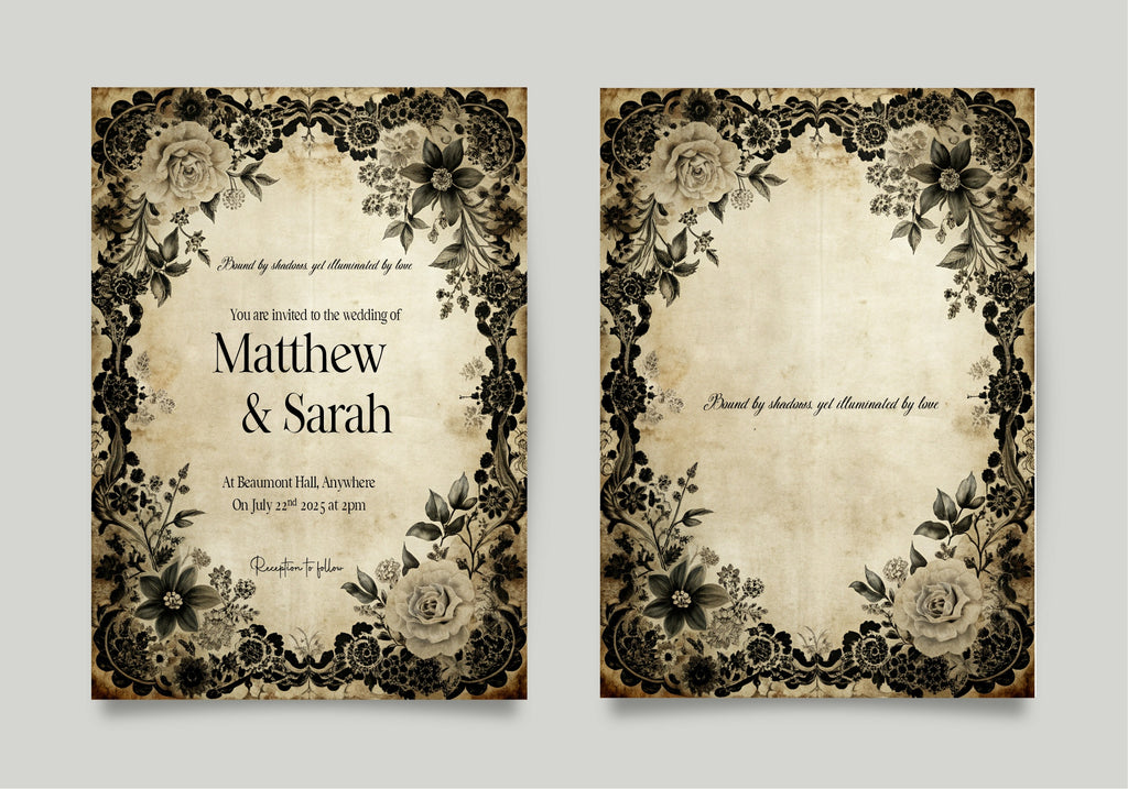 Black Rose Wedding Invitation Suite Bundle