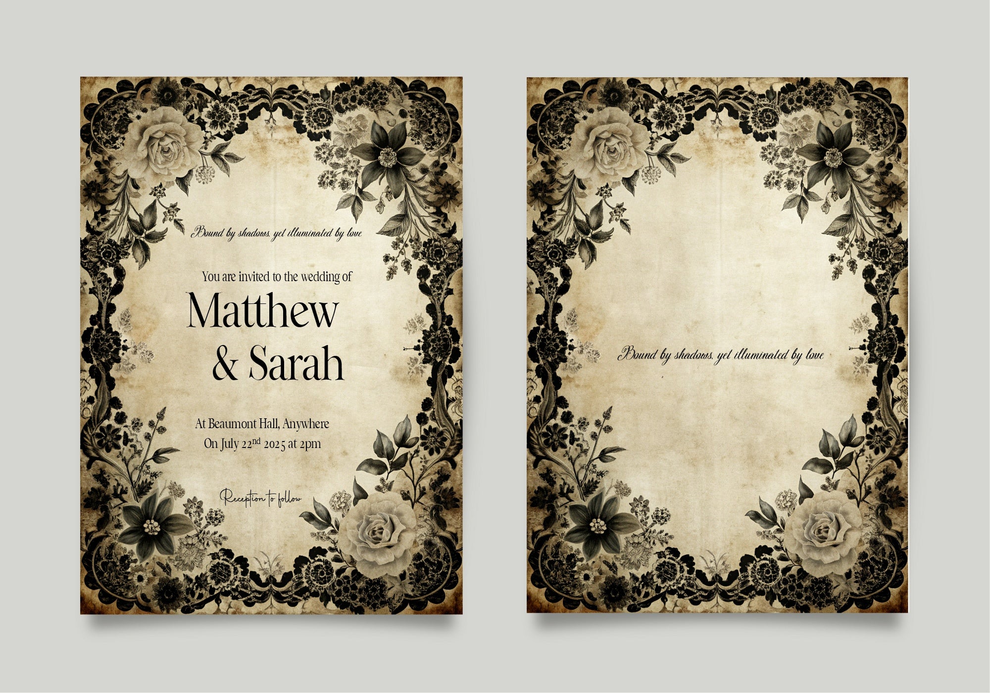 Black Rose Wedding Invitation Suite Bundle