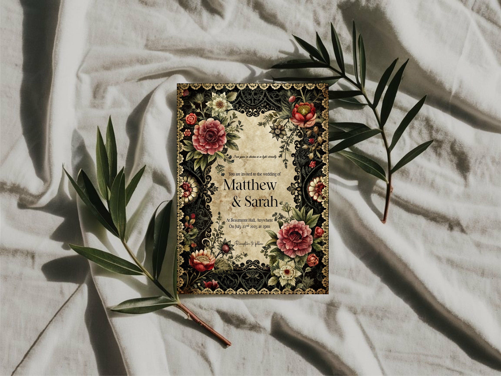 Gothic Floral Wedding Invitation Suite Bundle