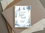 Blue Toile Winter Wedding Party Invitations & Envelopes | Pack of 10