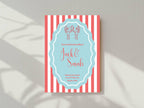 Red & Blue Lobster Wedding Party Invitations & Envelopes | Pack of 10