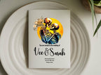 Skeleton Couple Wedding Invitations | Floral Yellow Circle | LGBTQ+ Wedding Stationery