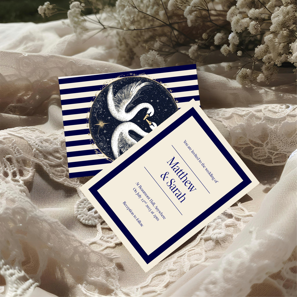 Celestial Swan In Love Wedding Welcome Sign – Double Sided Moon Keepsake Print