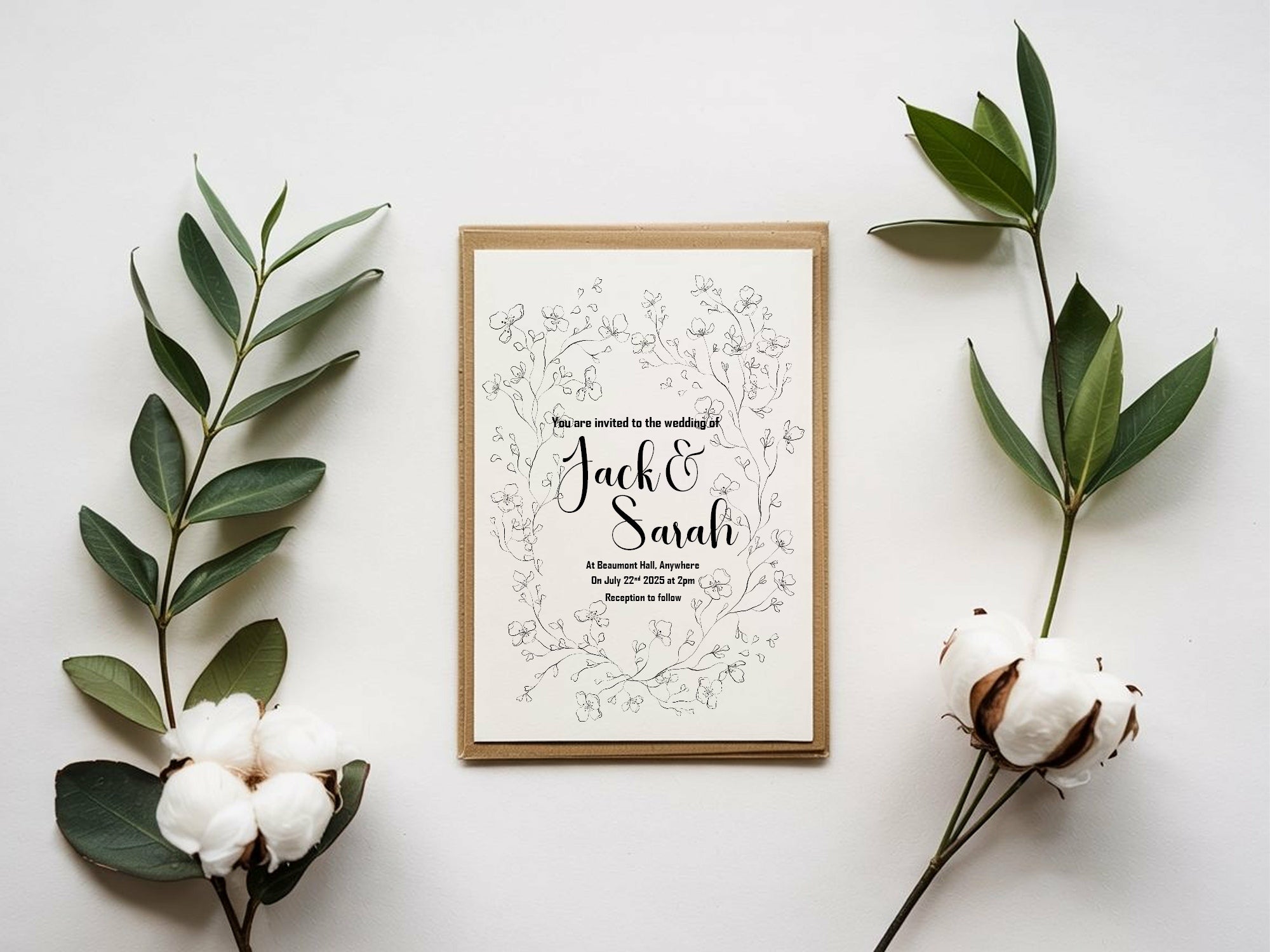 Monochrome Floral Wedding Welcome Sign