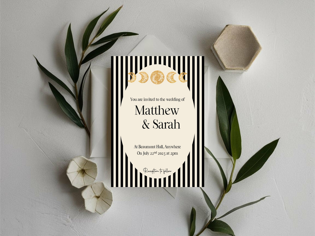 Alternative Celestial Striped Moon & Sun Wedding Sign – Double Sided Forever Print
