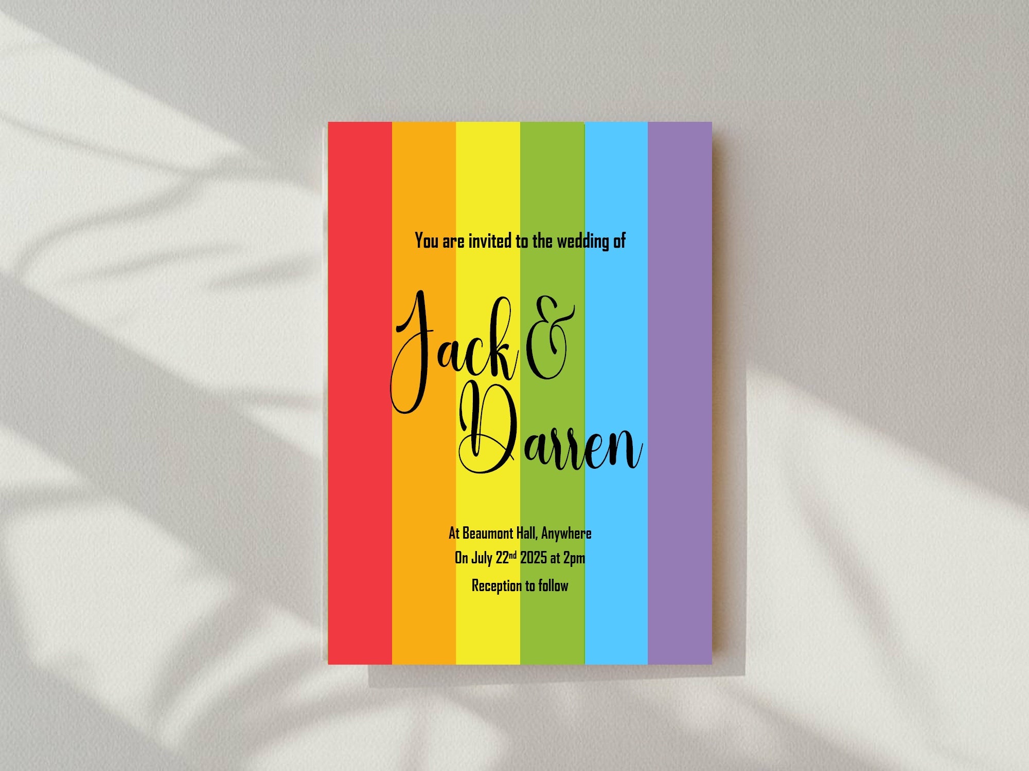 Pride Flag Wedding Party Invitations & Envelopes | Pack of 10