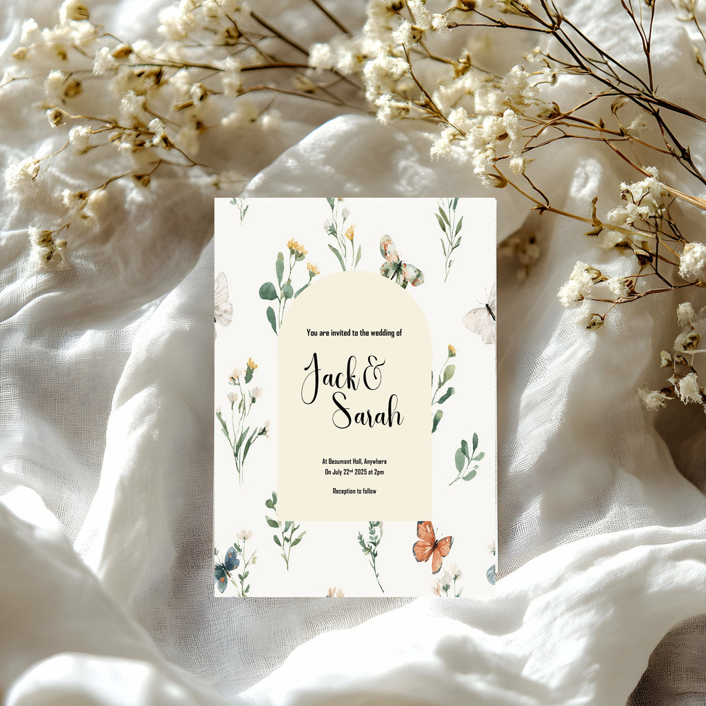 Wild Flowers Wedding Party Invitations & Envelopes | Pack of 10