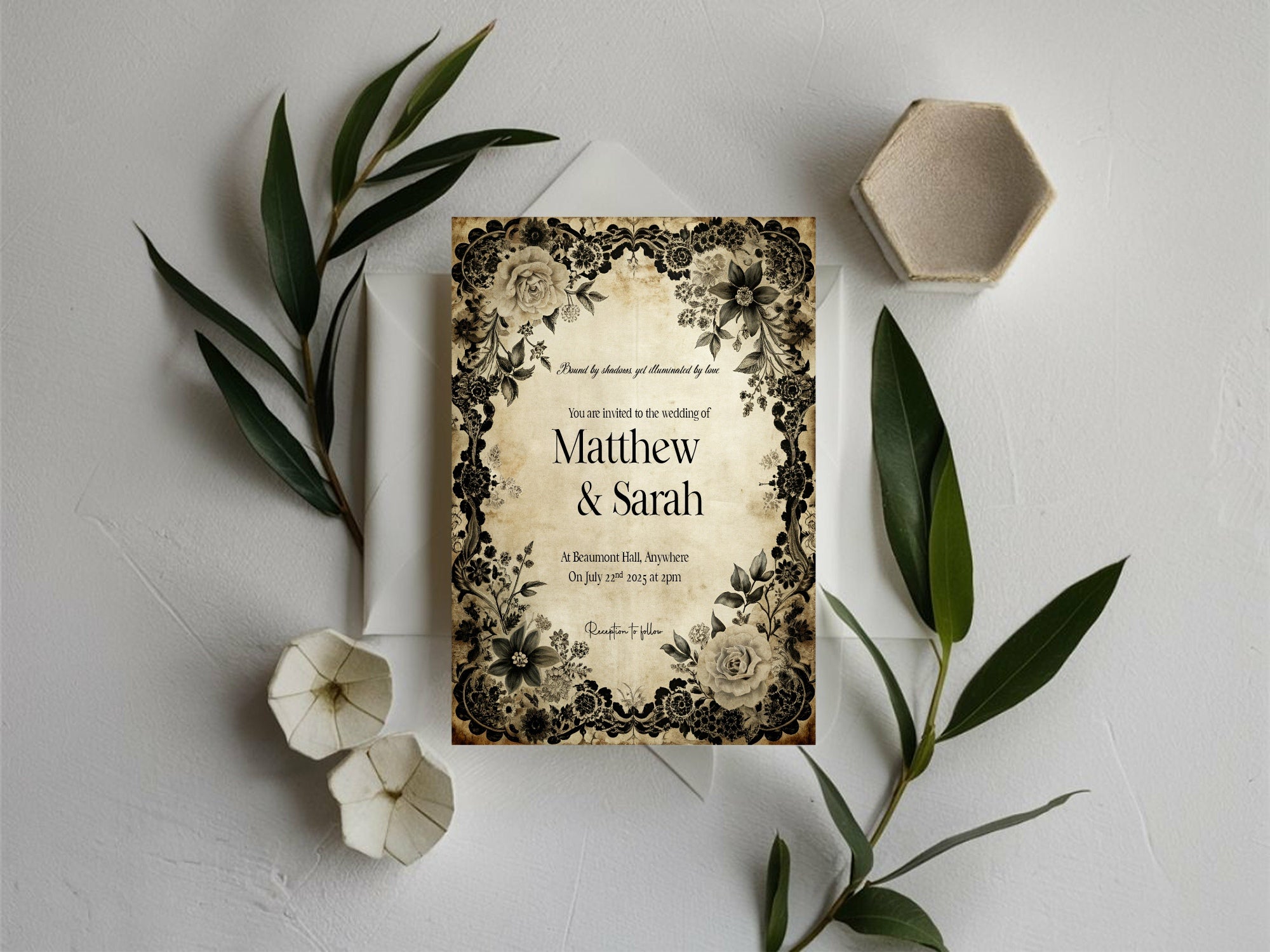 Black Rose Wedding Invitation Suite Bundle