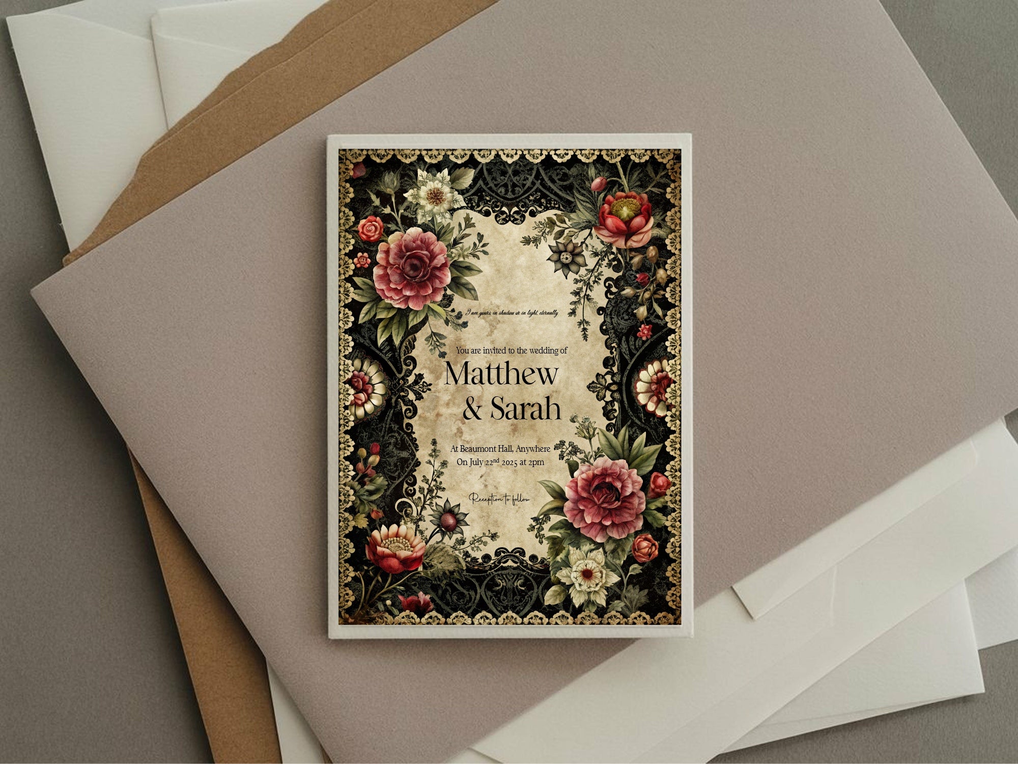 Gothic Floral Wedding Invitation Suite Bundle