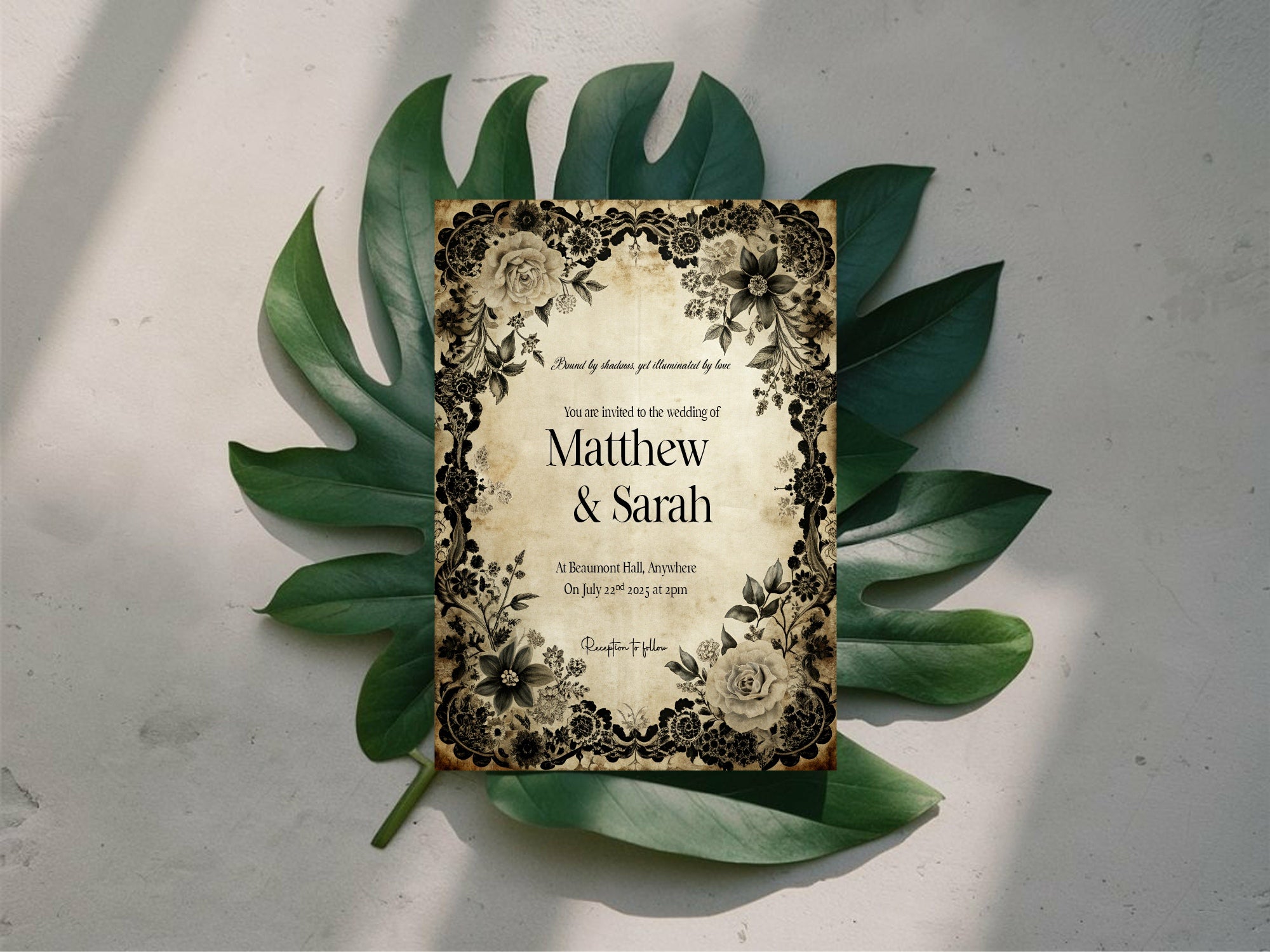 Black Rose Wedding Invitation Suite Bundle