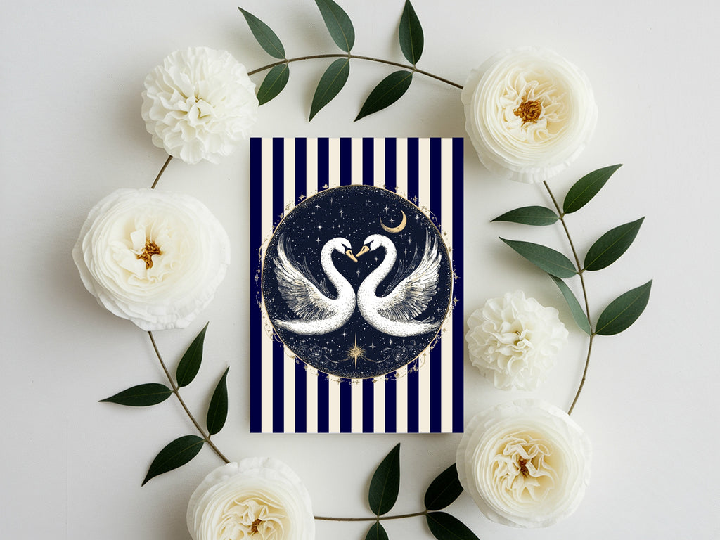 Celestial Swan In Love Wedding Welcome Sign – Double Sided Moon Keepsake Print