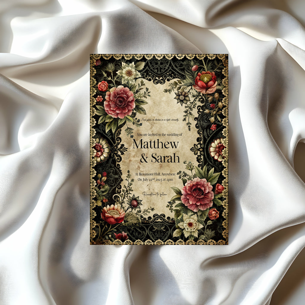 Gothic Floral Wedding Invitation Suite Bundle