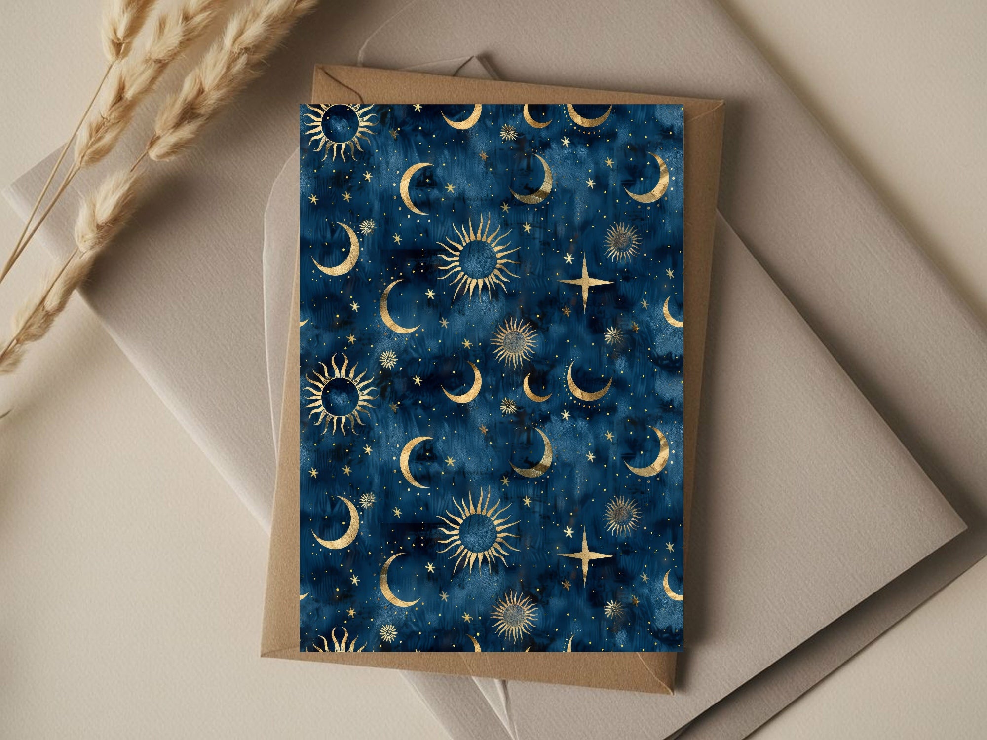 Pack of 10 Alternative Celestial Moon & Sun Wedding Wedding Invitations | Blue