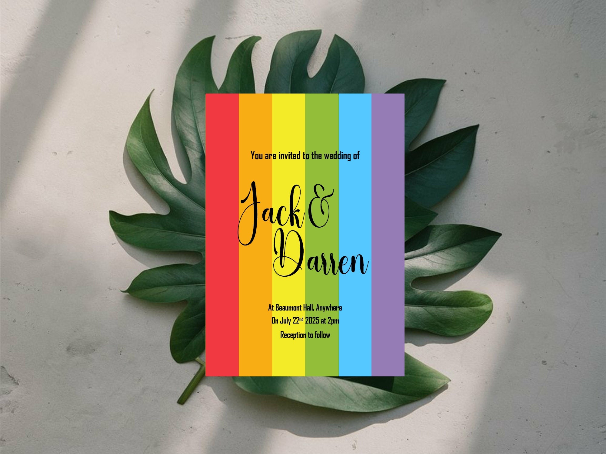 Pride Flag Wedding Party Invitations & Envelopes | Pack of 10