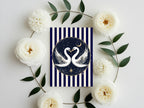 Celestial Swan In Love Wedding Invitations – Alternative Striped Moon Party Invites (Pack of 10)