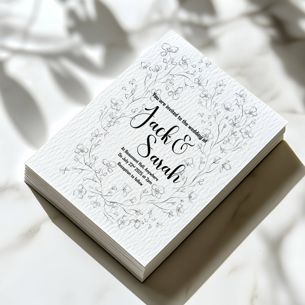 Monochrome Floral Wedding Welcome Sign