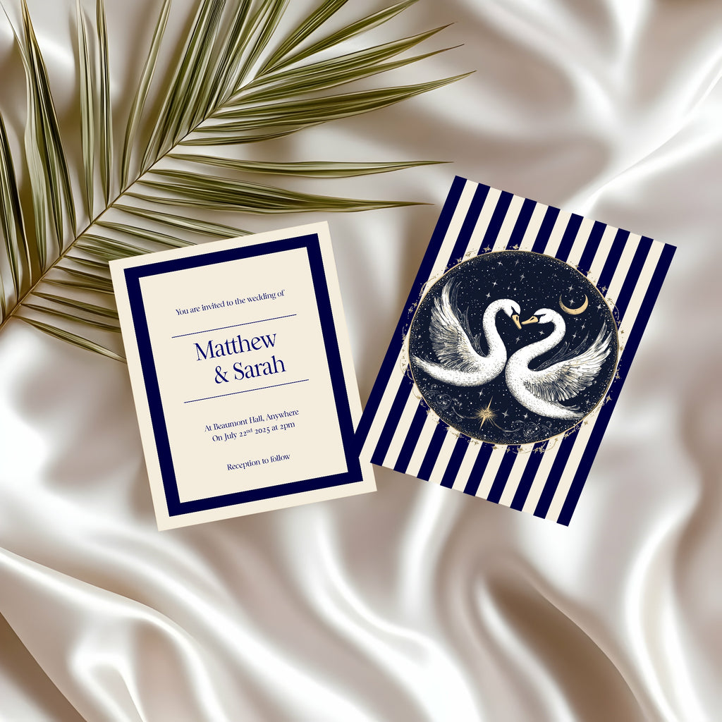 Celestial Swan In Love Wedding Welcome Sign – Double Sided Moon Keepsake Print