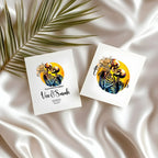 Skeleton Couple Wedding Invitations | Floral Yellow Circle | LGBTQ+ Wedding Stationery