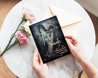 Gothic Harp & Rose Wedding Party Invitations & Envelopes | Pack of 10