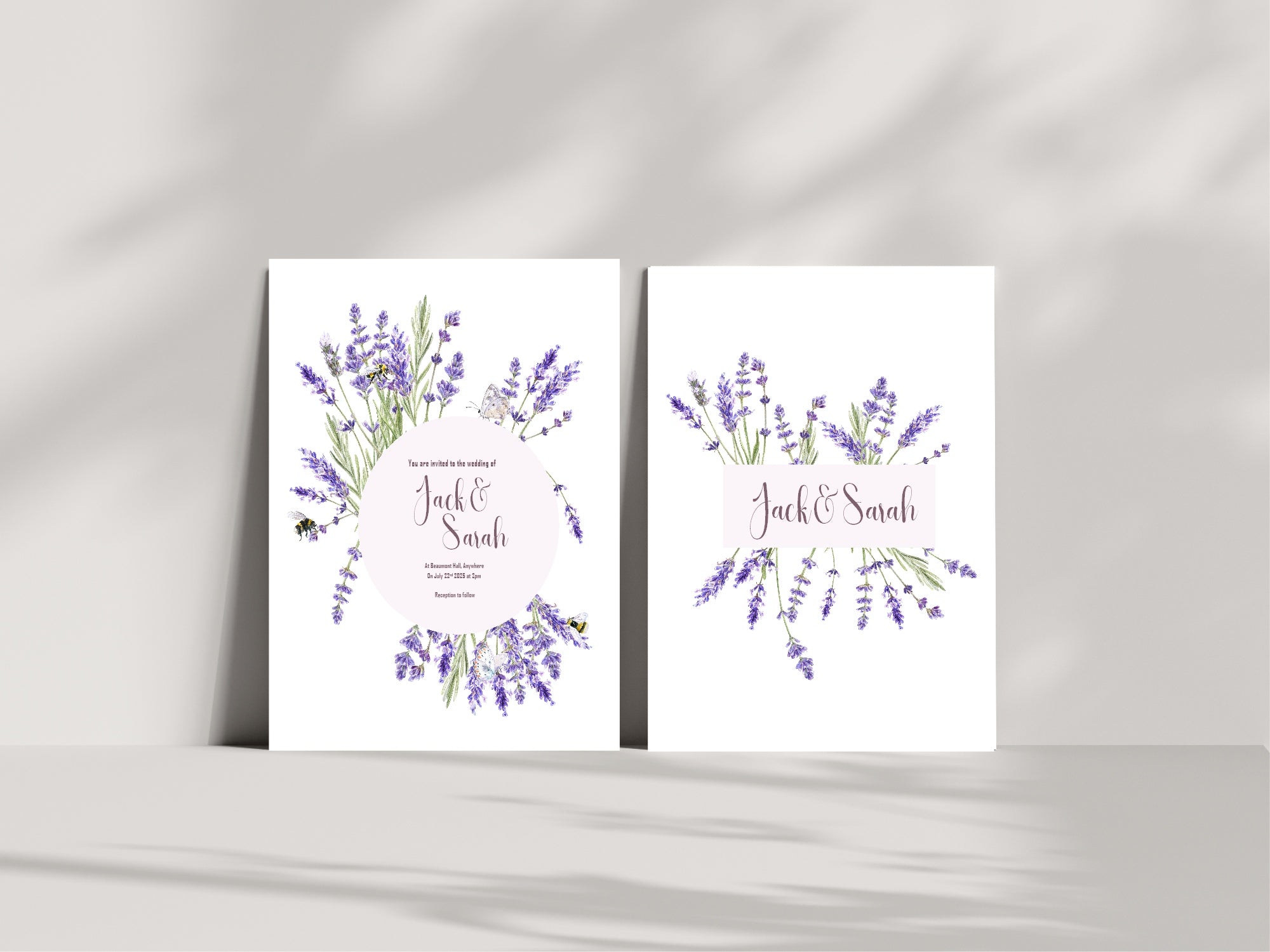 Lavender Wedding Party Invitations & Envelopes | Pack of 10