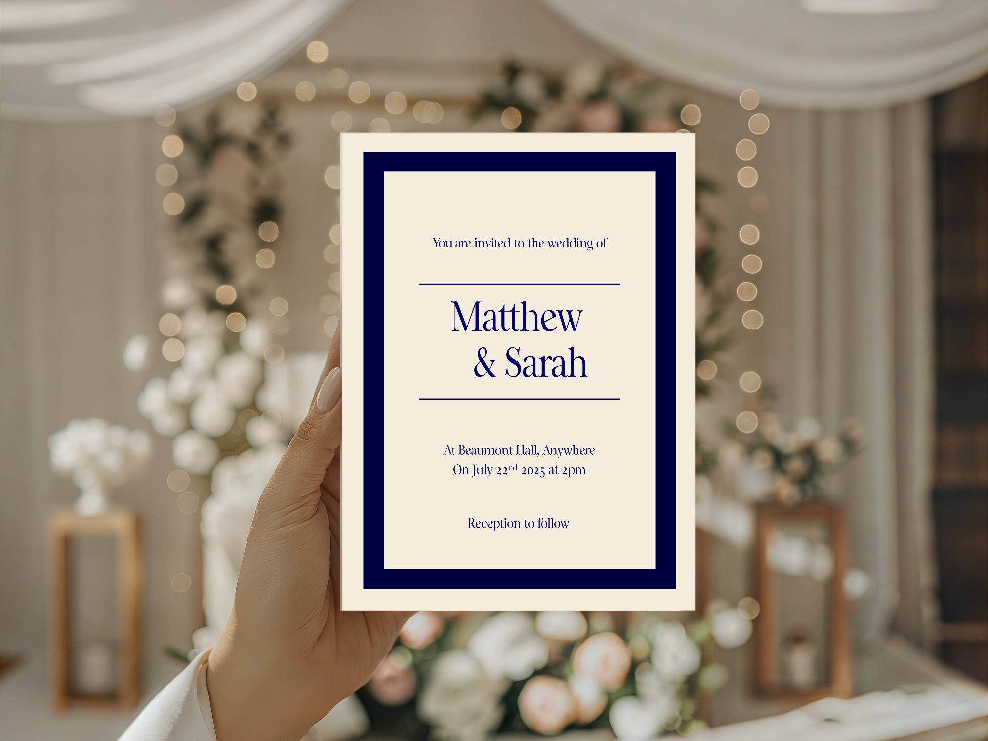 Celestial Swan In Love Wedding Invitations – Alternative Striped Moon Party Invites (Pack of 10)