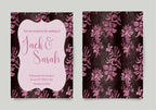 Damask Wedding Party Invitations & Envelopes | Pack of 10 | Chocolate & Pink