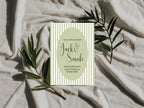 Green Striped Oval Wedding Party Invitations & Envelopes | Pack of 10