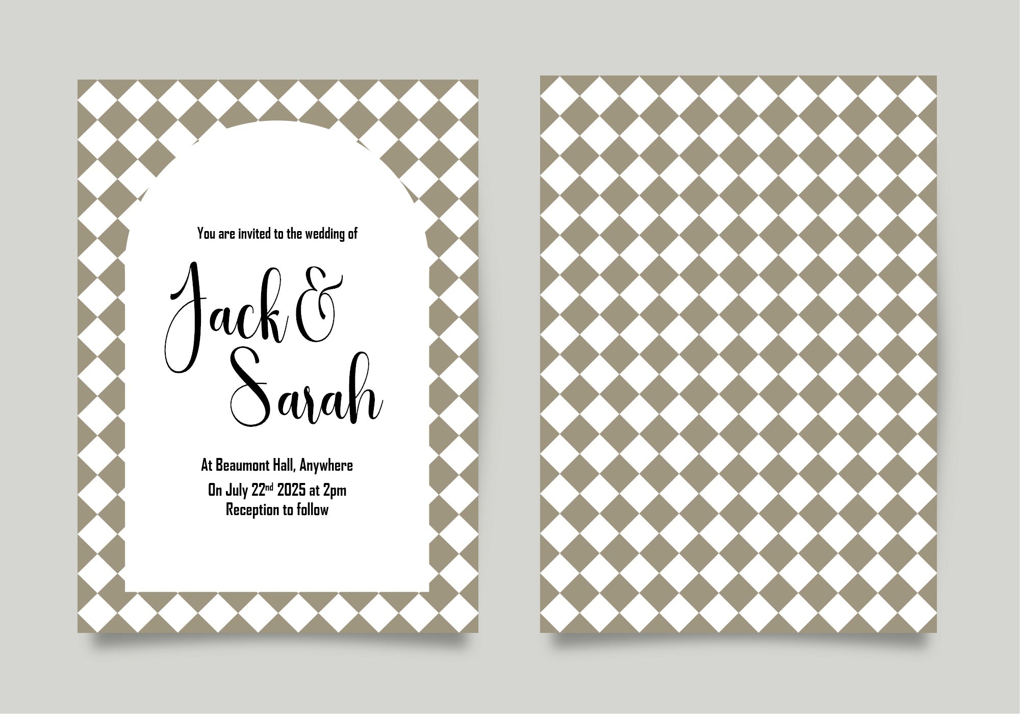 Harlequin Diamond Wedding Invitations & Envelopes – Pack of 10 | Multiple Colour Options