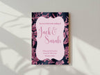 Damask Wedding Party Invitations & Envelopes | Pack of 10 | Navy & Pink