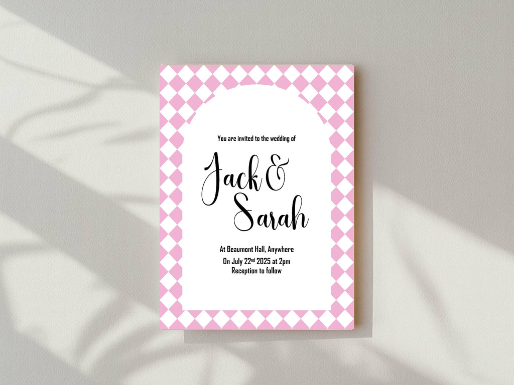 Harlequin Diamond Wedding Invitations & Envelopes – Pack of 10 | Multiple Colour Options