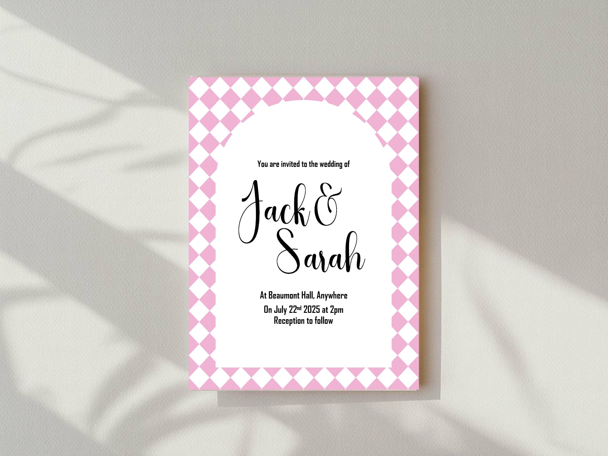 Harlequin Diamond Wedding Invitations & Envelopes – Pack of 10 | Multiple Colour Options