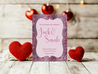 Damask Wedding Party Invitations & Envelopes | Pack of 10 | Purple & Pink