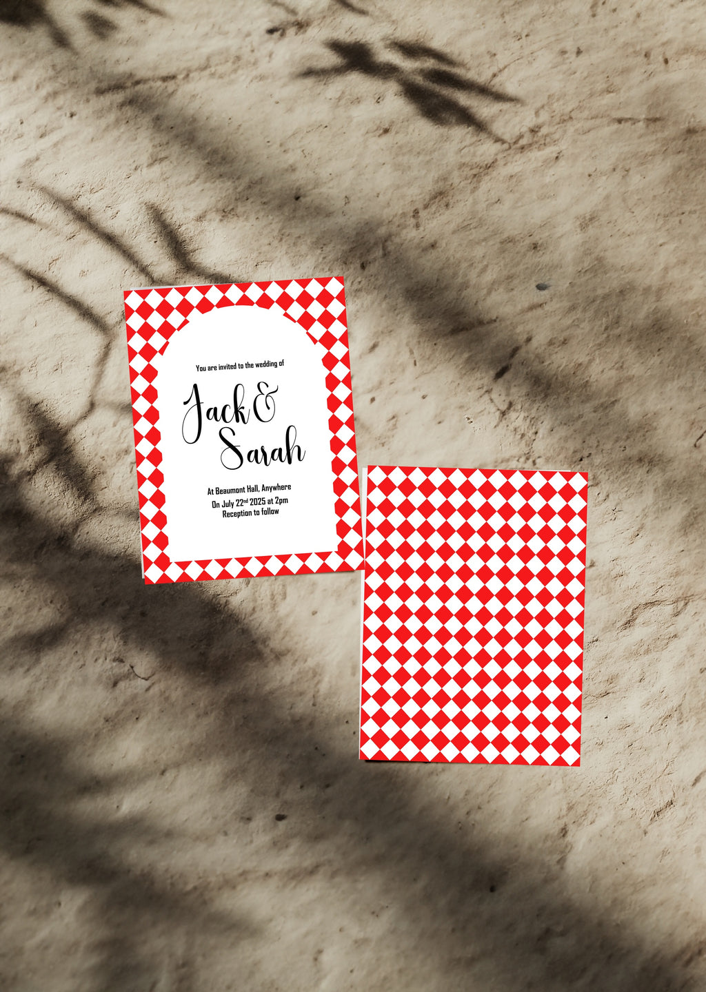 Harlequin Diamond Wedding Invitations & Envelopes – Pack of 10 | Multiple Colour Options