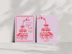Red & Pink Champagne Wedding Party Invitations & Envelopes | Pack of 10