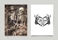 Gothic Skeleton Rose Wedding Party Invitations & Envelopes | Pack of 10