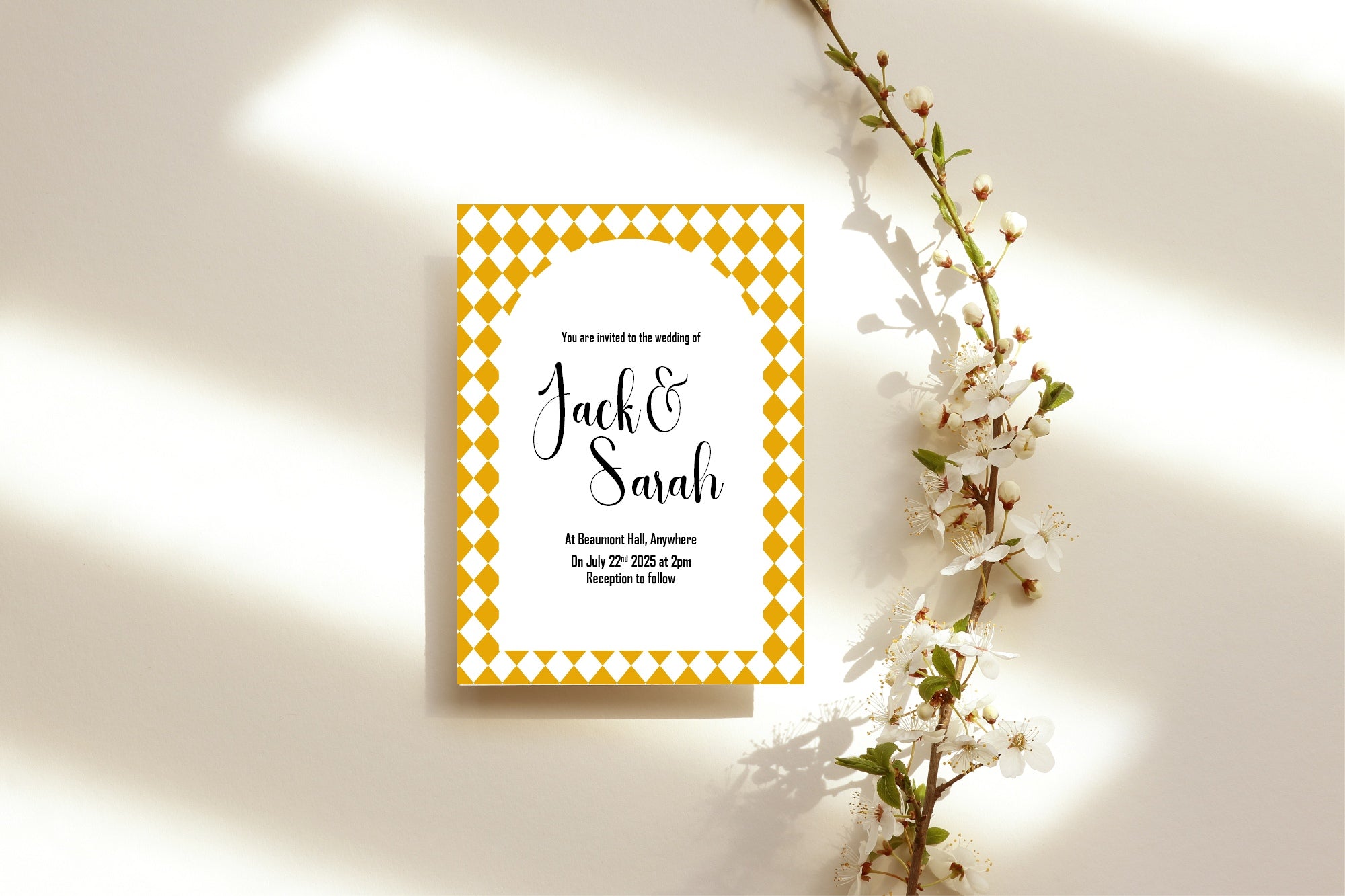 Harlequin Diamond Wedding Invitations & Envelopes – Pack of 10 | Multiple Colour Options