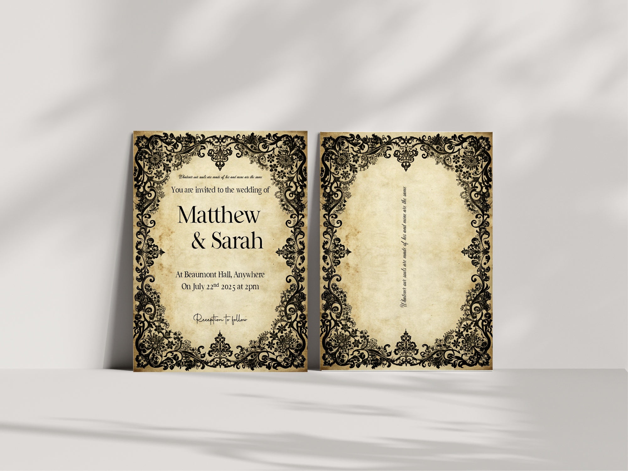 Black Lace Wedding Invitation Suite Bundle