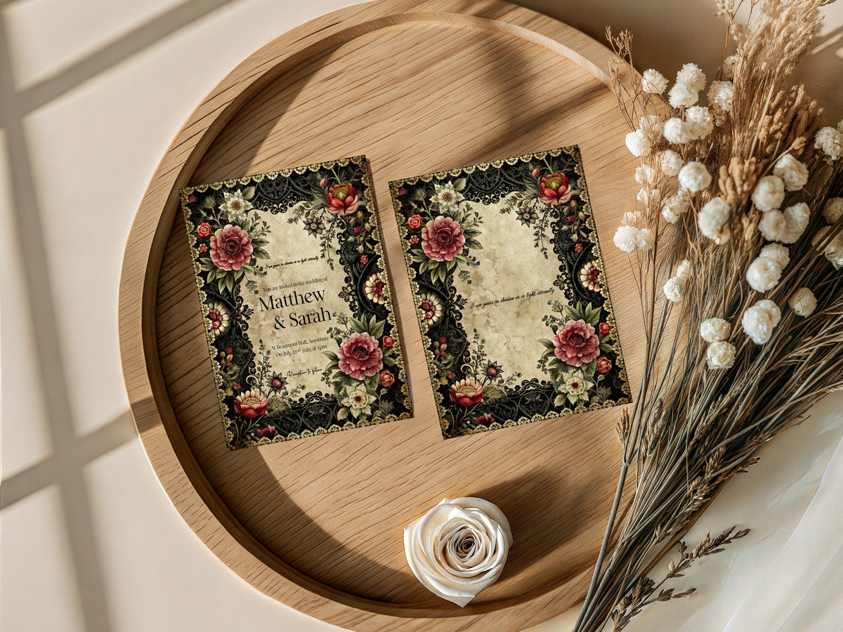 Gothic Floral Personalised Enclosure Cards | Pack of 10 | A6 or A5