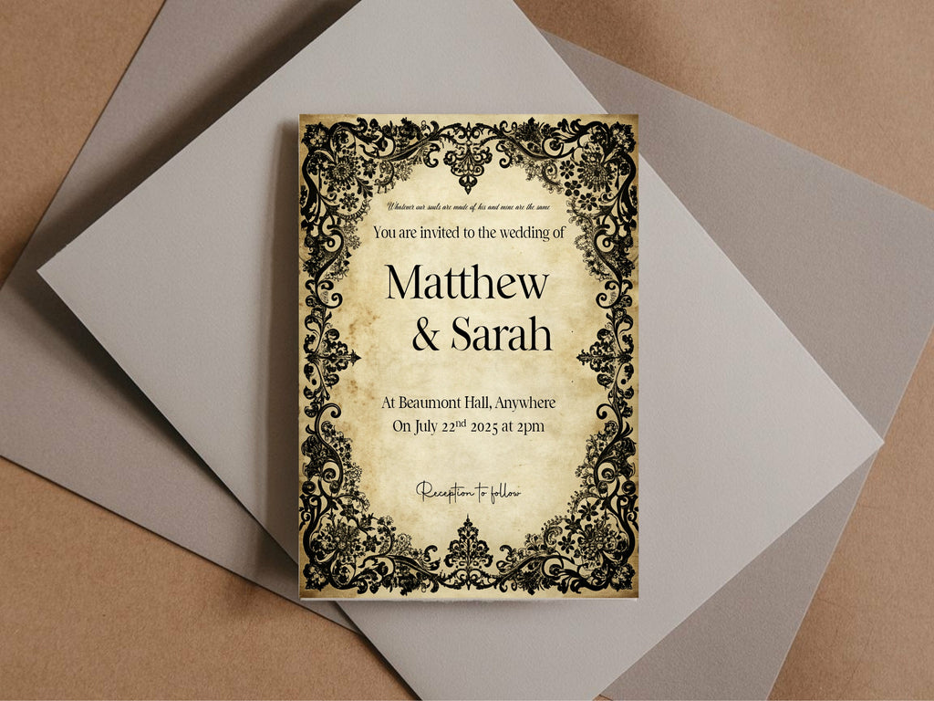 Black Lace Wedding Invitation Suite Bundle