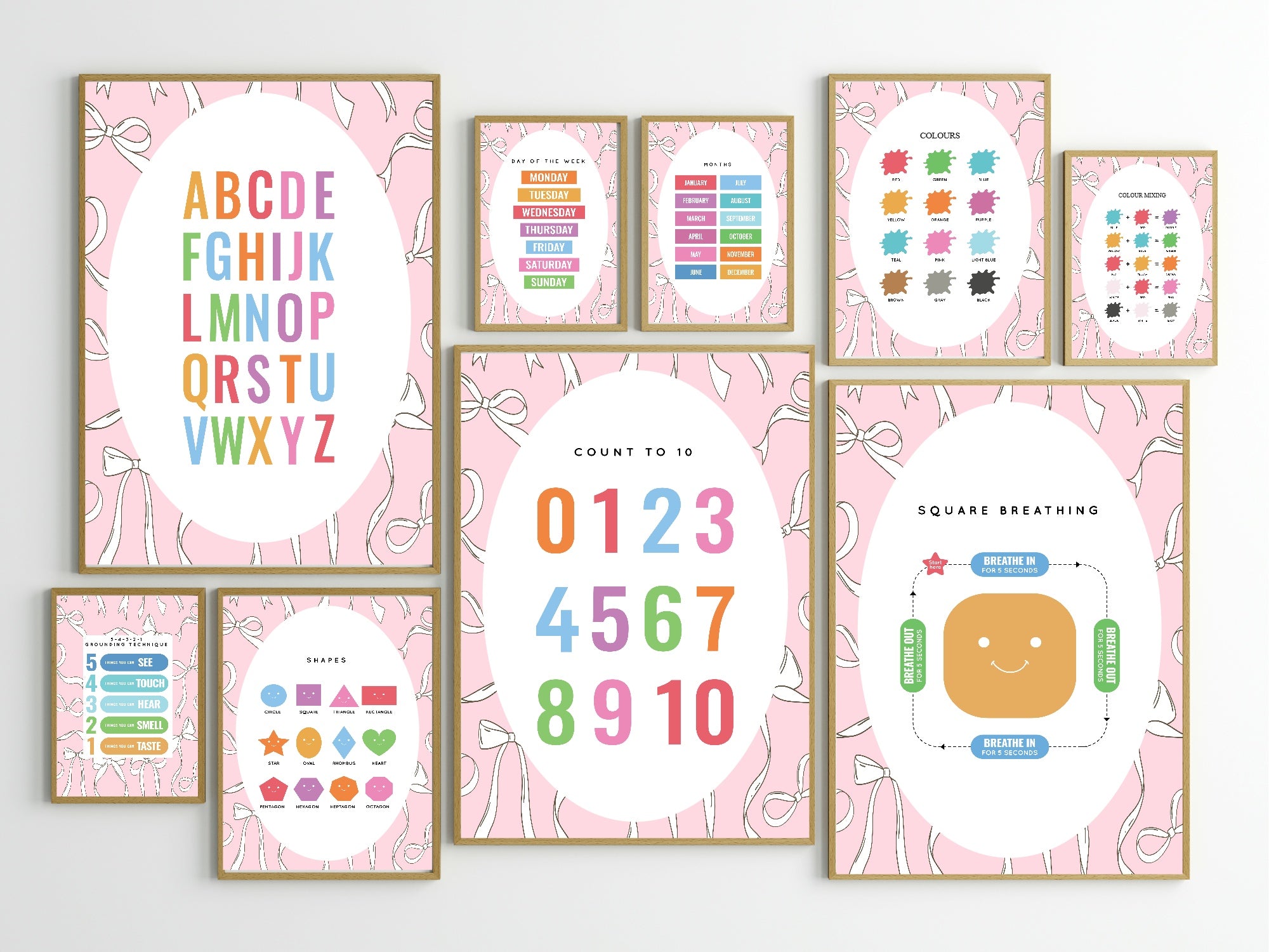 Pink Bow Colours Poster | Educational Wall Art