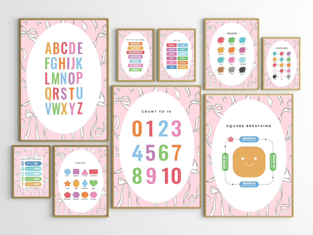 Pink Bow Counting To 100 Poster | Educational Wall Art