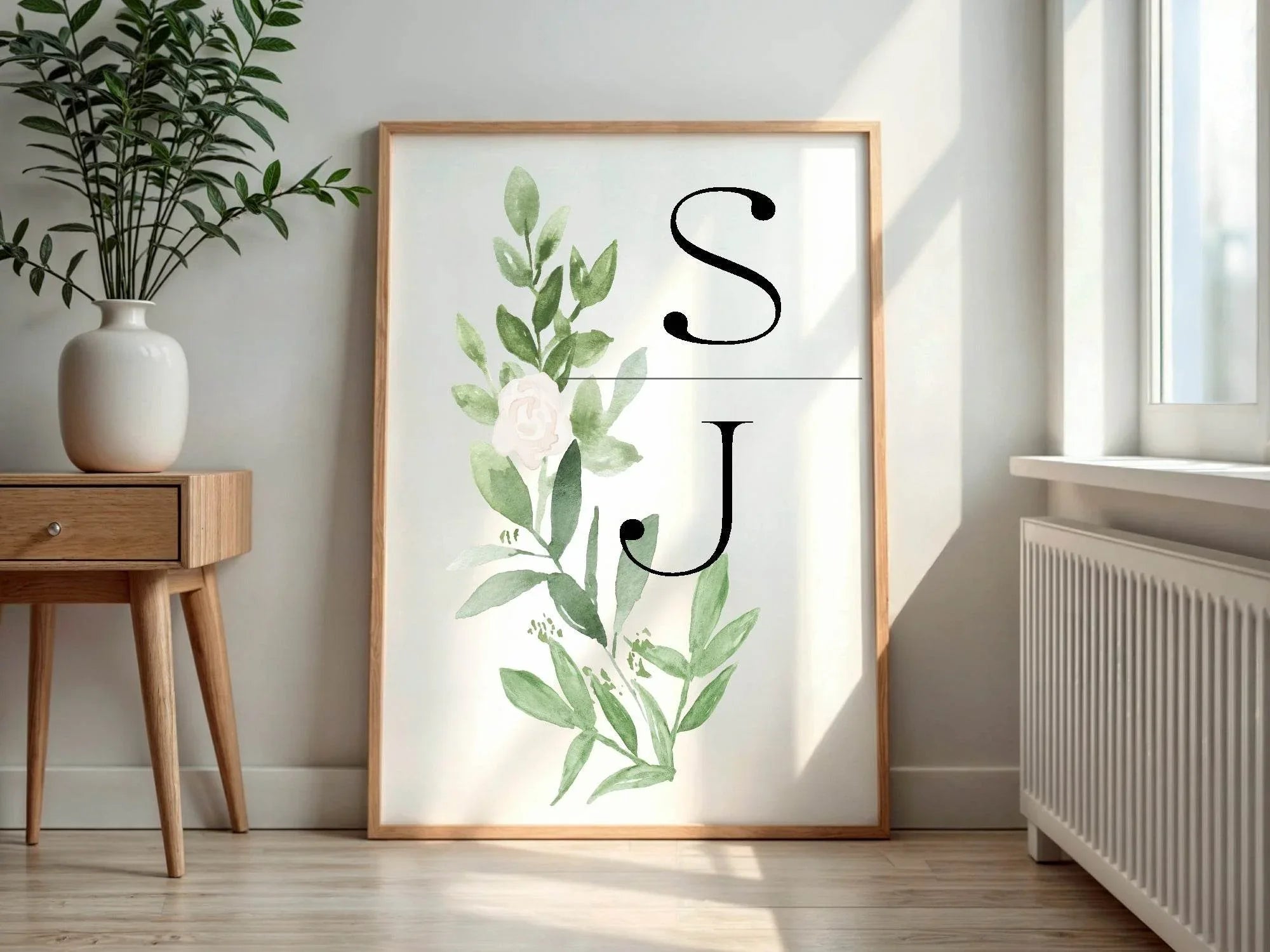 Green & White Rose Custom Bespoke Wedding Party Sign - Larosier Prints