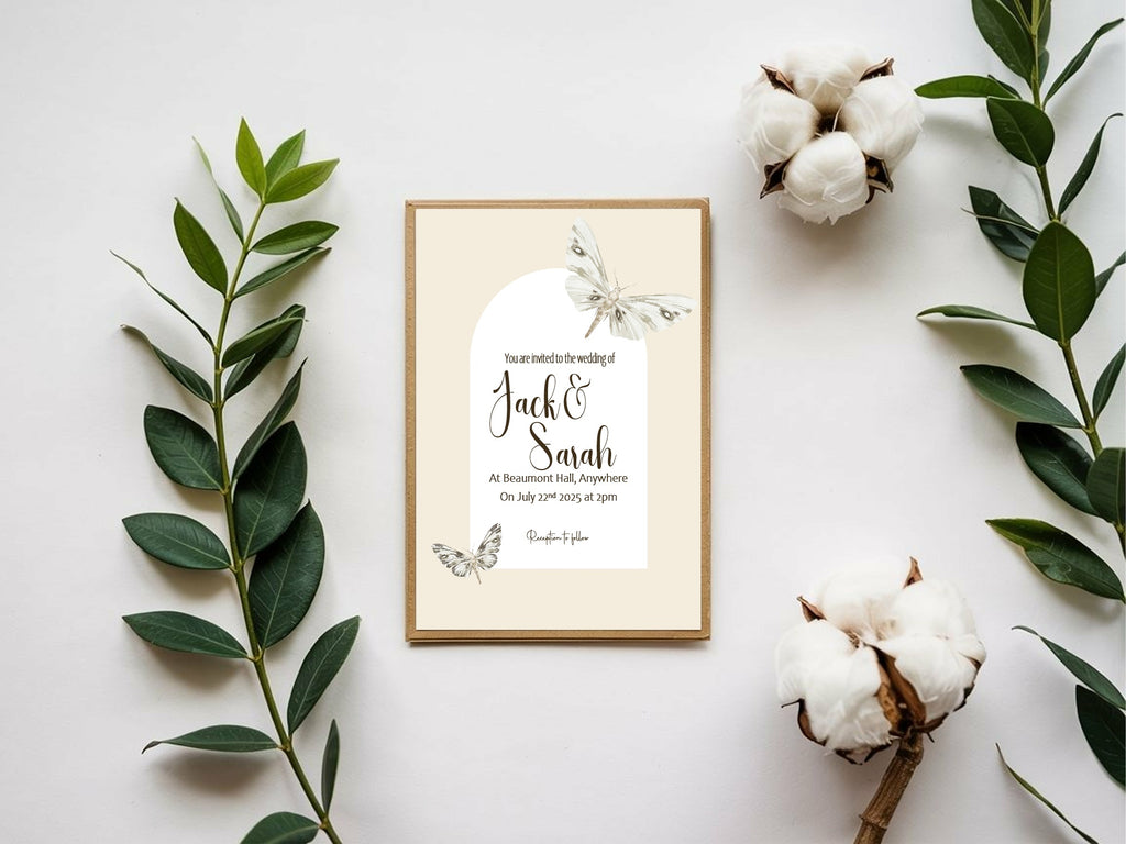 Pack of 10 Dark Romance Vintage Moth Wedding Invitations
