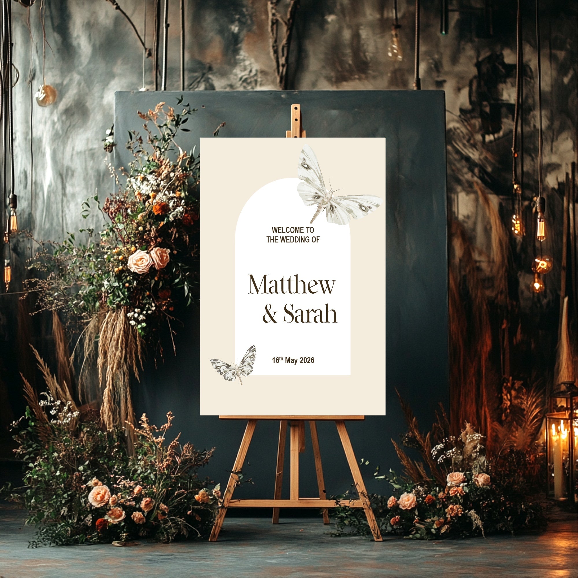 Gothic Dark Romance Vintage Moth Double Sided Forever Wedding Sign