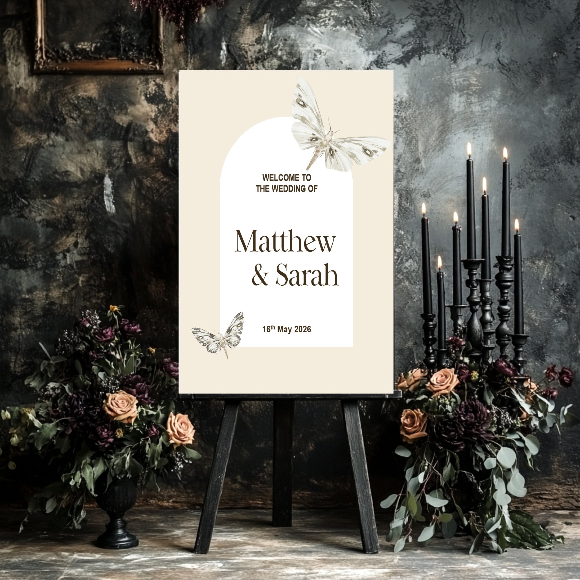 Pack of 10 Dark Romance Vintage Moth Wedding Invitations