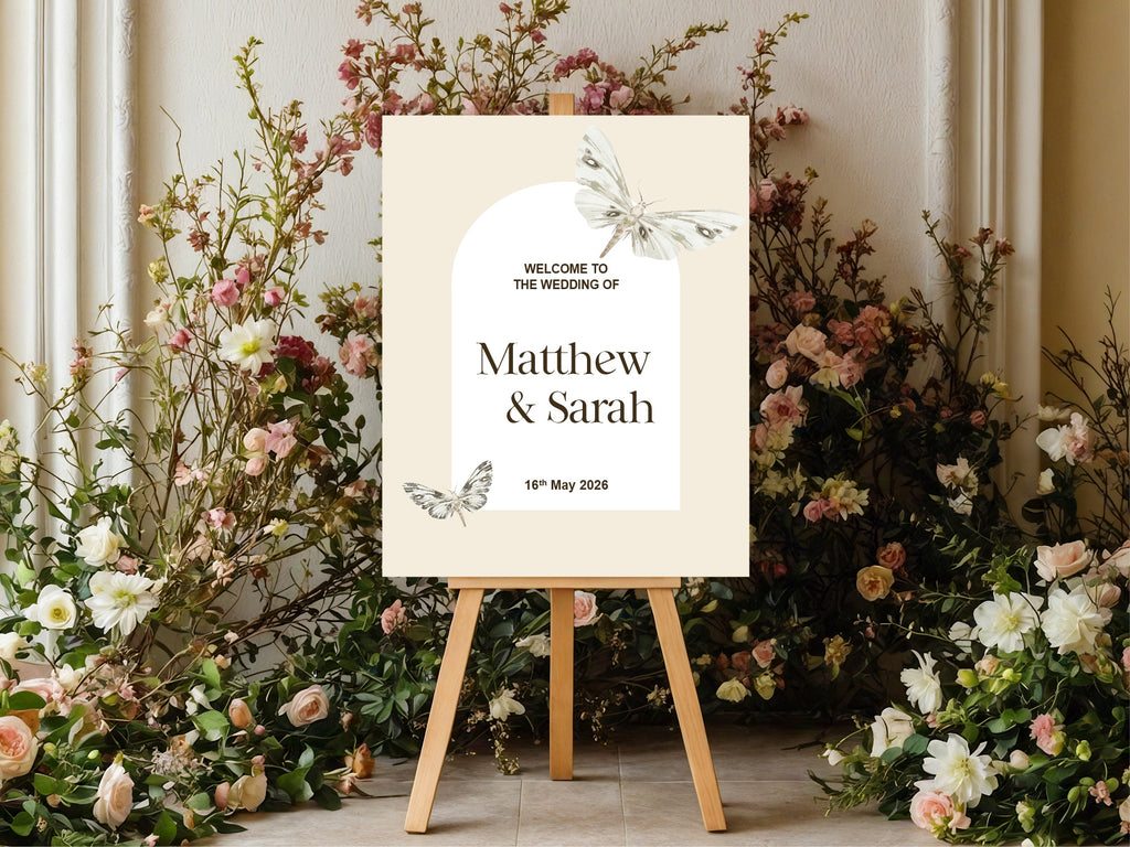 Gothic Dark Romance Vintage Moth Double Sided Forever Wedding Sign