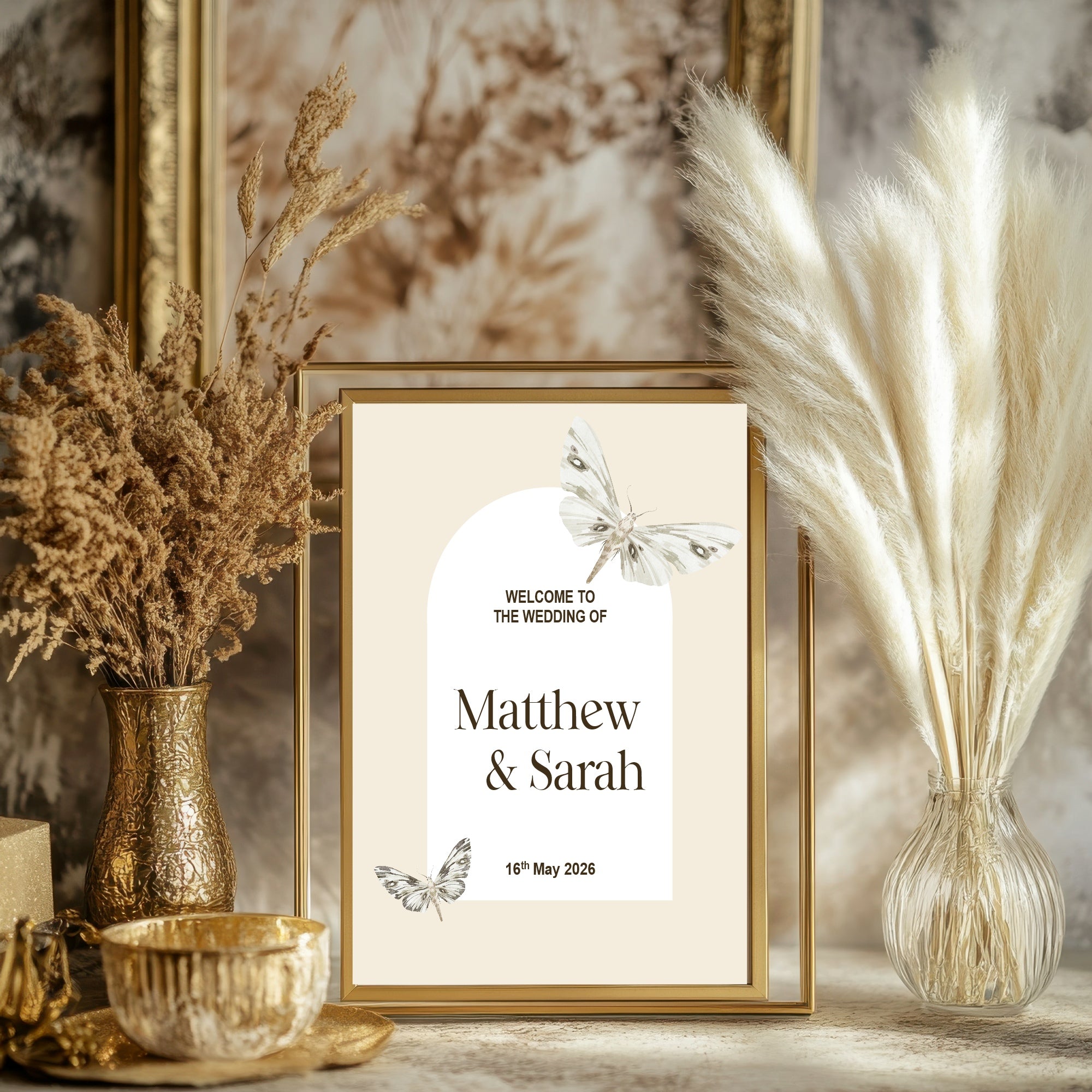 Gothic Dark Romance Vintage Moth Double Sided Forever Wedding Sign