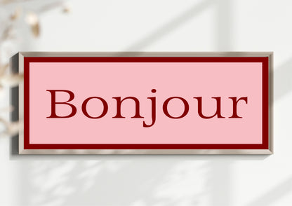 Bonjour Panoramic Print | 16"x5" Sign