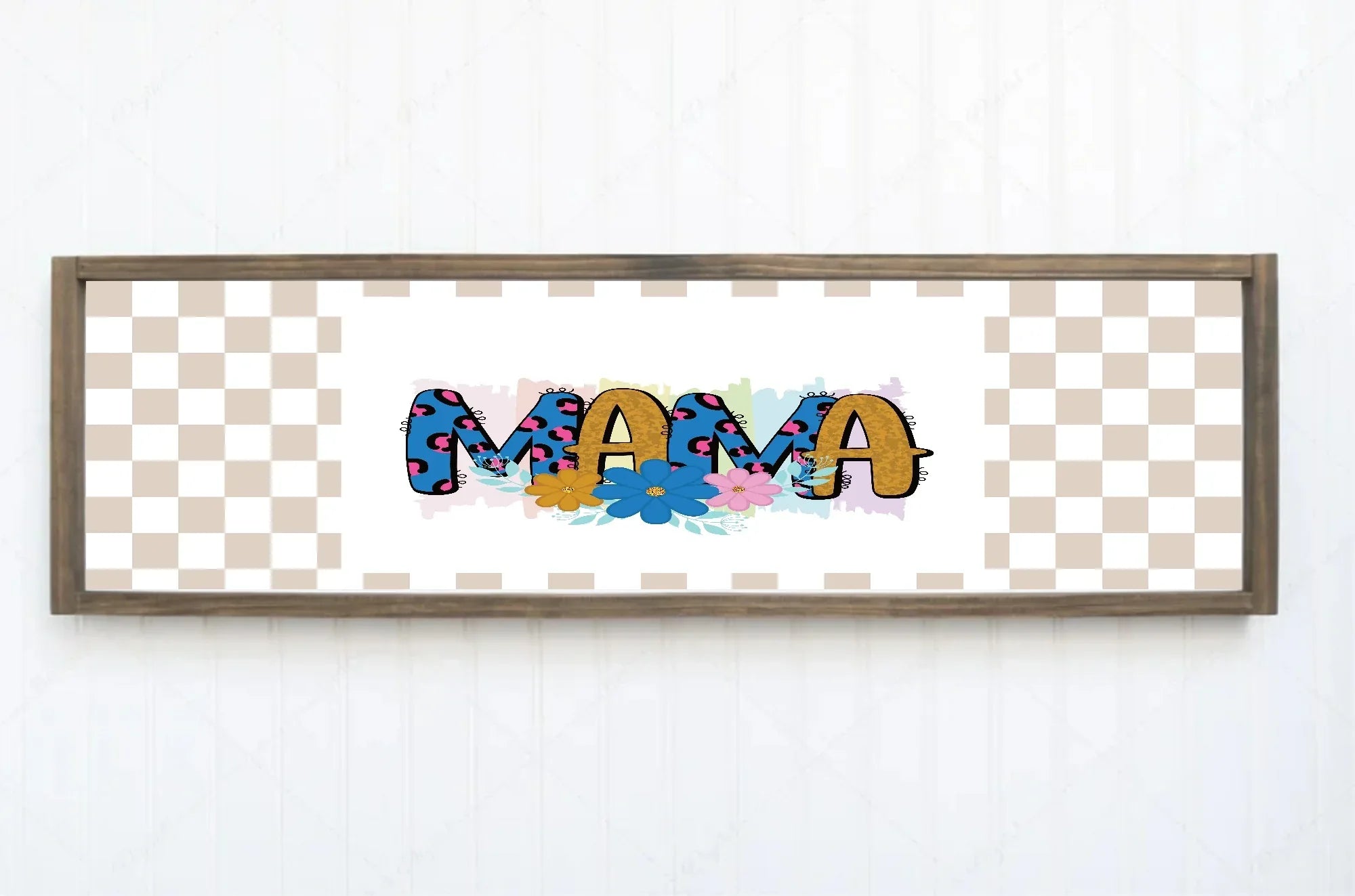 Mama Checkered Print | Mother's Day | Panoramic Sign | 16"x5" - Larosier Prints