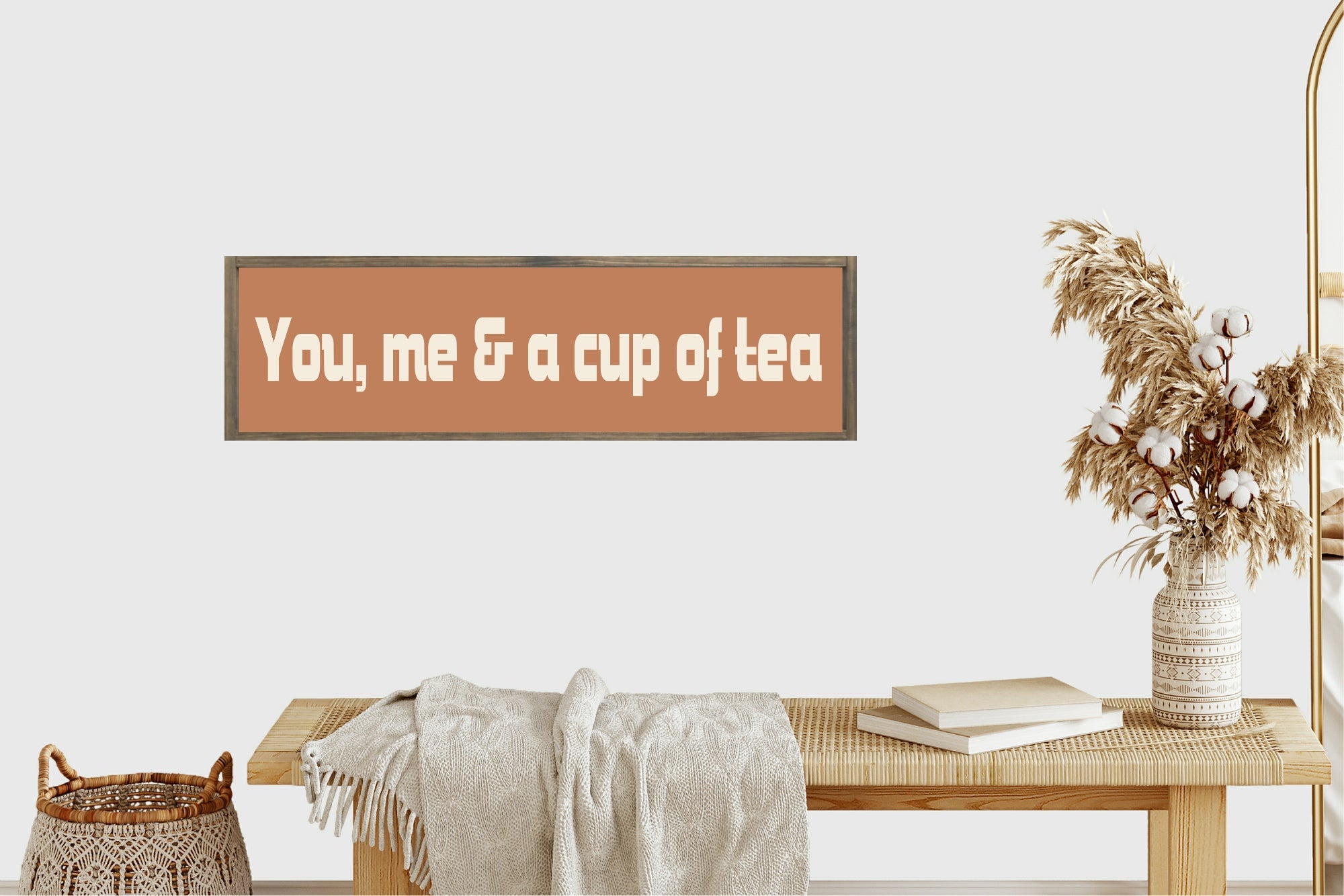 You, Me & A Cup Of Tea Print | Panoramic Kitchen Sign | Colour Options